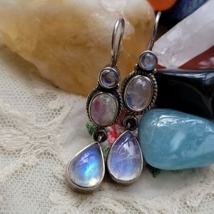 💖Host Pick💖Vintage moonstone sterling earrings